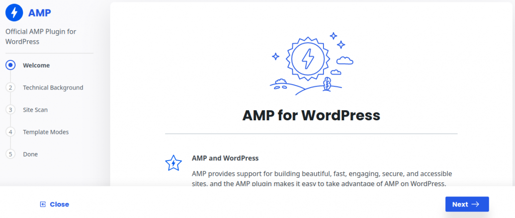 amp wordpress plugin dashboard