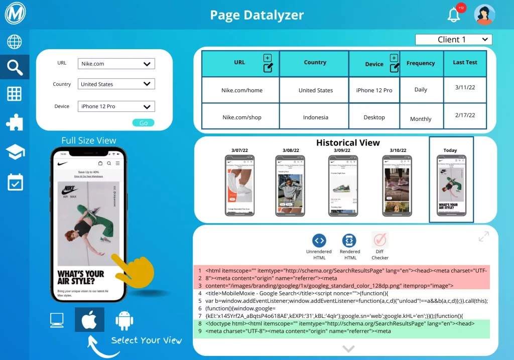 mobile web page analyser