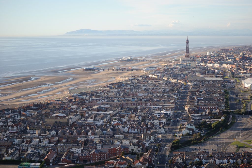 blackpool aerial view of city