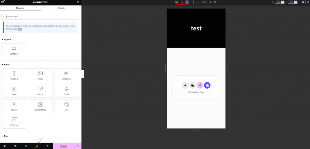 elementor responsive breakpoints