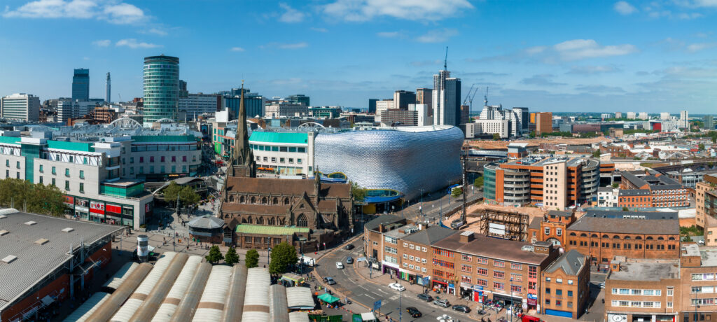Birmingham city centre aerial
