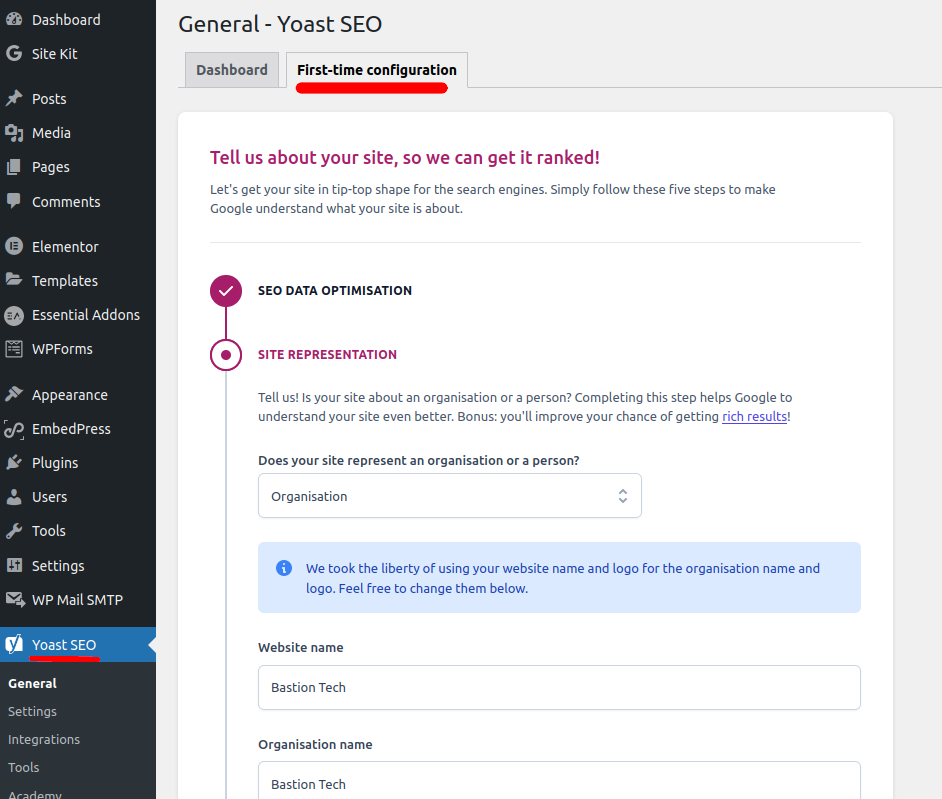 configuring yoast SEO